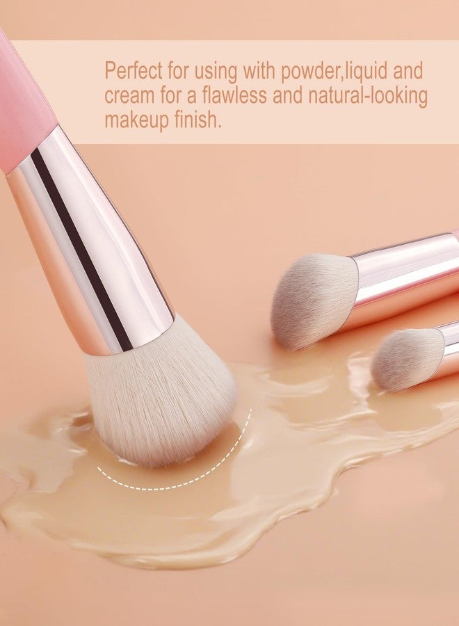 KINGMAS Angled Foundation Brush Concealer Brush, Premium Kabuki Makeup Brush for Liquid, Blending, Cream, Powder, Blush Buffing Stippling Face Makeup Tools White (Pink, 3Pcs (170W/270W/370W)) - Image 4